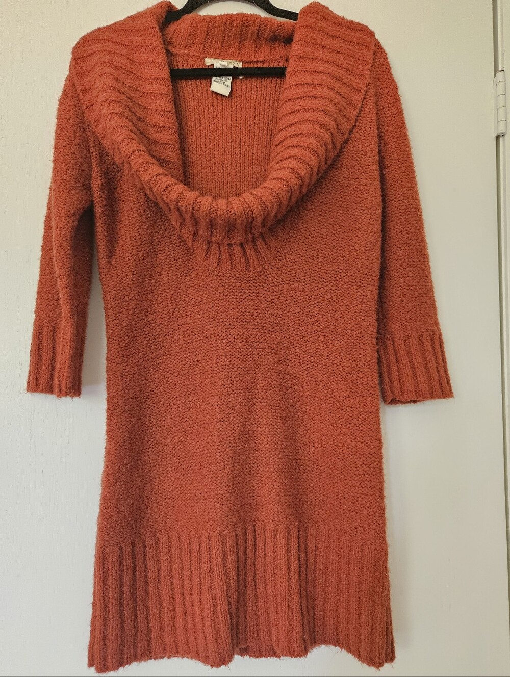 Kenzie Rust Orange Cowl Neck Chunky Knit Sweater Dress Size Large L